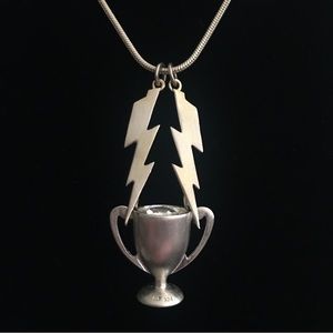 Sterling Lightening Bolt & Trophy Necklace